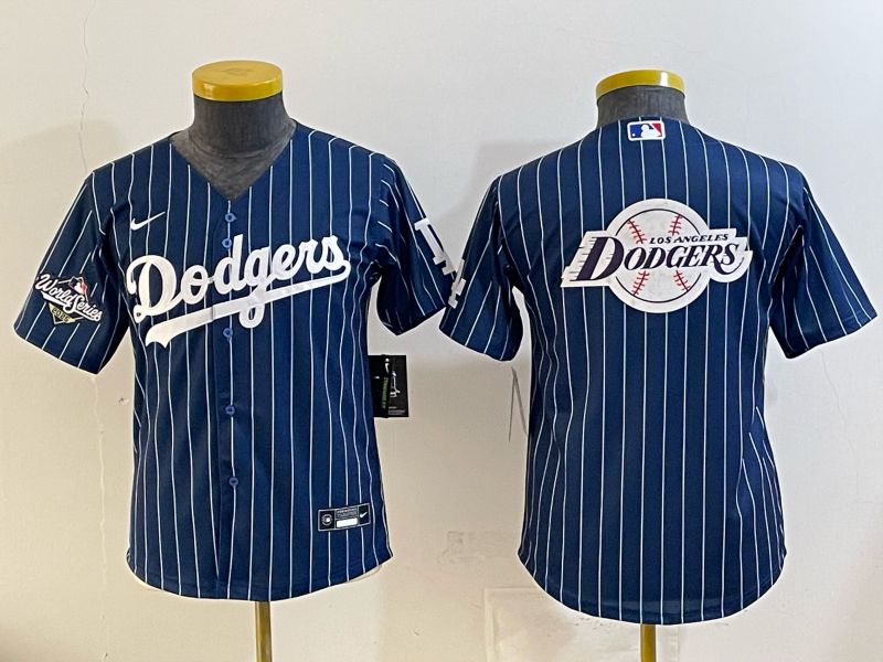 Youth 2026 Los Angeles Dodgers Blank Drak Blue Stripe Game Nike MLB Jersey style 0013